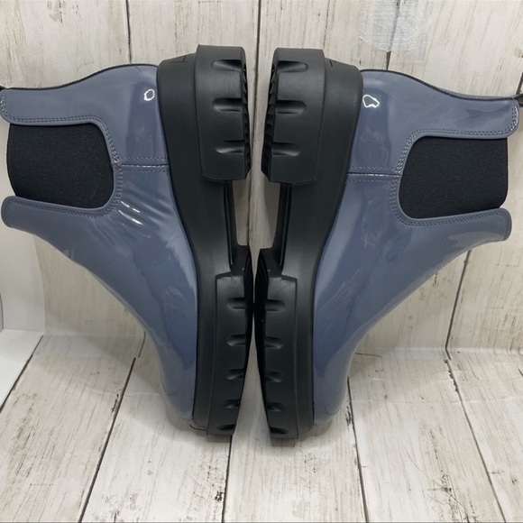 New Agl Maxine Patent Leather Lugged Sole Chelsea Boots in Navy/Midnight Size 6 - Picture 6 of 16